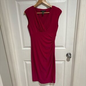 Ralph Lauren Fuchsia Draped Midi Dress